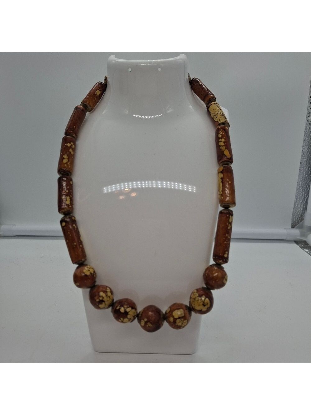 Wooden Brown Boho Bead Necklace - Picture 4 of 6